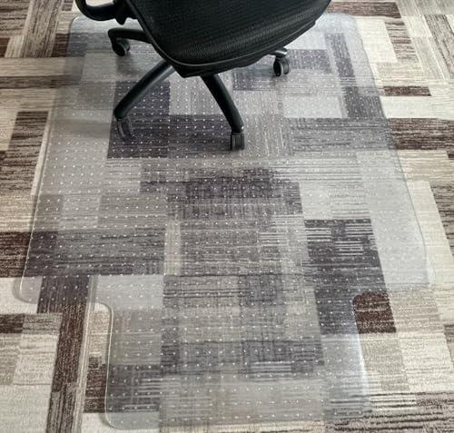 FKAIIN Office Chair Mat for Carpeted Floors, 45"x53" Heavy-Duty Clear Chair Mat with Lip, Non-Slip Studded Backing, Floor Protector for Low-Pile Carpet, Easy Glide Under Desk Mat