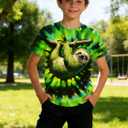 Kids Tie Dye Shirt Size 4-14 T-Shirt for Boys Girls Short Sleeve Tees (L)