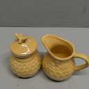 Boston International Embossed Stoneware Cream and Sugar Set, 2-Piece Set, Honeycomb