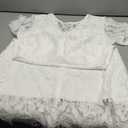 MSLG White Lace Dresses for Women Elegant Round Neck V-Back Wedding Guest Floral Lace Cocktail Party Dress 910 (White, L)