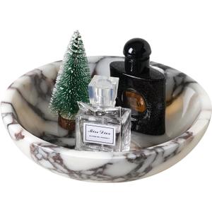 Marble Bowl,Travertine Decorative Modern Key Bowl for Entryway Table, Pedestal Bowl for Dining Table Center,Living Room, Kitchen Decor Modern Home Decor Marble Bowls (7.8 Inch) (Bulgari)