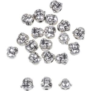 RUBYCA Buddha Metal Loose Beads Antique Tibetan Style Spacer Charm for Jewelry Making Bracelet Necklace DIY Crafts (20PCS, Silver Color)