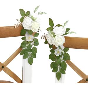 10 Wedding Aisle Decorations for Wedding Ceremony White Wedding Chair Decorations Flowers for Wedding Aisle Decor Church Pew Decorations