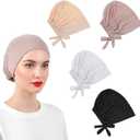 4-Pack Hijab Caps for Women,Elastic Hijab Undercap Non Slip,Adjustable Hijabs Caps with Back Tie, Soft, Comfortable and Breathable Used in Various Occasions in Daily Life