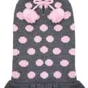 KYEESE Dog Sweater Dress Polka Dot Dog Sweater for Girl with Leash Hole Knit Warm Dogs Clothes with Pom Pom Ball for Fall Winter (Small (3-6lbs), 02# Polkadot (Grey))