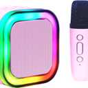 Mini Karaoke Machine for Kids Adults with 2 Wireless Microphones Portable Bluetooth Speaker with Microphone,Toys Birthday Gifts for Girls Ages 4, 5, 6, 7, 8,12+ Toddler Teens