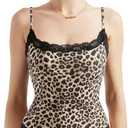 SUUKSESS Women Square Neck Lace Bodysuit Sleeveless Spaghetti Strap Tank Top (Large, Cheetah Print)
