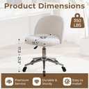 Home Office Chair with Quiet Wheels - Armless Vanity Chair Vanity Stool, 360 Swivel Height Adjustable White
