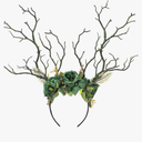MOSTORY Woodland Deer Antler Headband - Fairy Costume for Woman Branch Crown for Renaissance Halloween Renfaire Cosplay
