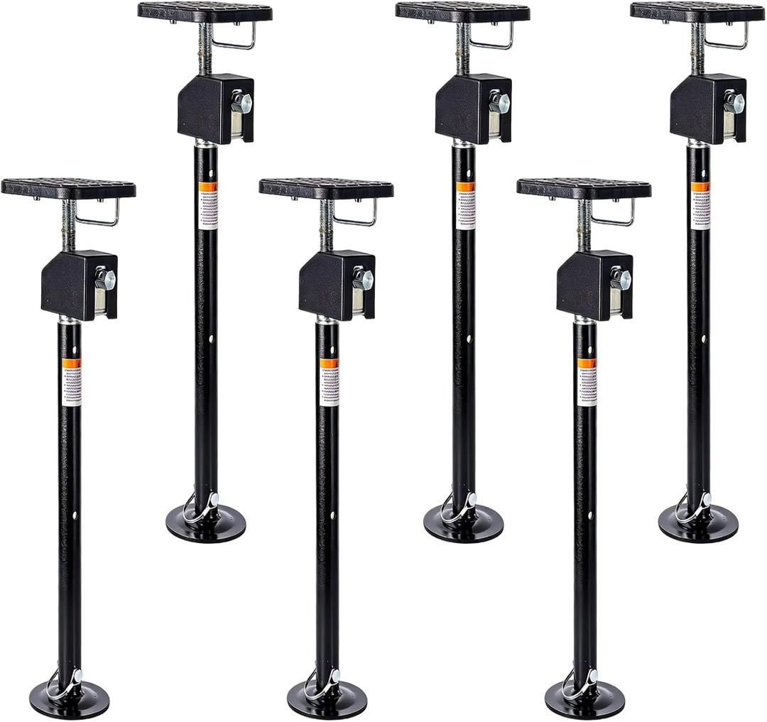 Garvee 6 Pack RV Slide Out Supports Jack with a Flat Top Support Block, RV Stabilizer Jacks Supports Up to 30,000lbs, 21"-49" Quick-Lift Adjustable - Drill & Hand Crank Compatible for Campers & RVs