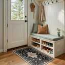 RELEANY Area Rugs 2'x4' Kitchen Rugs Entry Rug Small Rugs for Entryway Kitchen Bathroom Door Mat Indoor Entrance,Washable Non Slip, Black Brown Neutral Dark Tan