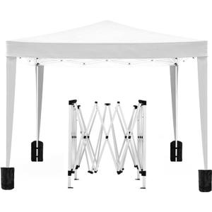 10'x10' Outdoor Folding Canopy Party Event Shelter UPF 50+ Gazebo Portable Tents for Parties Beach Camping Wedding EZ Pop Up Canopy 4pcs Weight Bag + Carry Bag with 4 Removable Sidewalls (White)