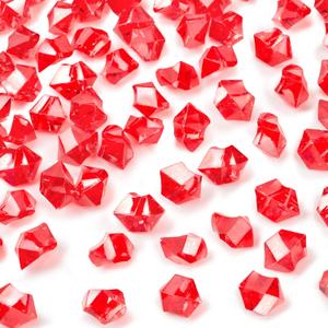 DomeStar Red Fake Ice Rocks, 150PCS Acrylic Gems Crystals Plastic Diamonds Centerpiece for Vase Fillers Wedding Party Table Scatter Decorations