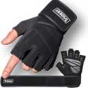 Trideer Workout Gloves for Men, Weight Lifting Gloves with Wrist Wrap Support, Full Palm Protection & Extra Grips for Weightlifting, Exercise, Cross Training, Fitness, Pull-up (Black), Medium