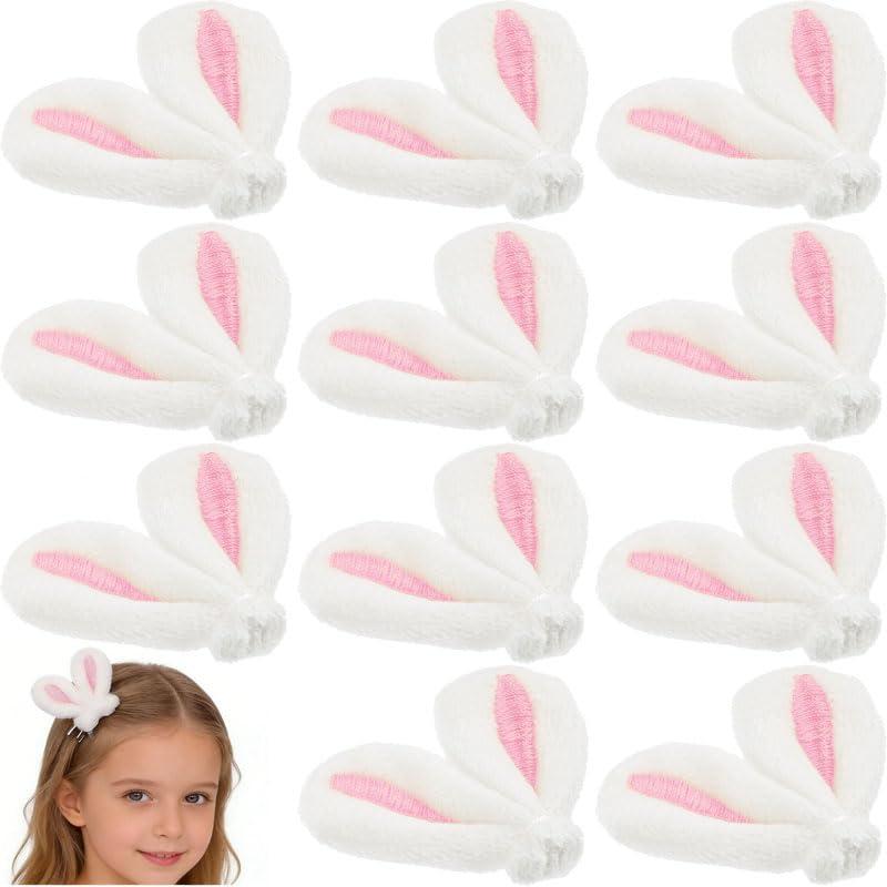 Toddmomy 20Pcs Mini Fabric Bunny Ears for Crafts, 2-Inch Rabbit Ear Embellishments for DIY Easter Headbands, Dollhouse Accessories & Party Favors, Pink & White