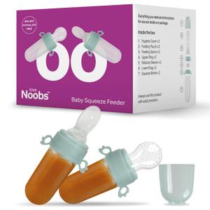 Baby Squeeze Food Dispenser by LoveNoobs, 2 Count, BPA/BPS Free, Use 3 Ways: Food Feeder + Feeding Spoon + Self Feeding Baby Bottle, Helps Motor Control Skills, 6+ Months, Mess-Free Toddler Feeder