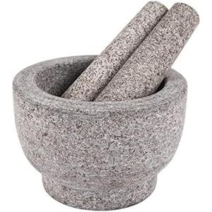 Comie Mortar and Pestle Set,Heavy Duty,Unpolished Granite,6 Inch-2Cup Capacity,Grinder for Spices and Seeds,Grinding,Crushing and Mashing Spices,Nuts,for Guacamole,Garlic Sauce,Gray.