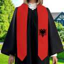 Graduation Stole Satin Sash Scarf for Study Aboard International Students 72" Length (Albania Flag)