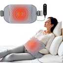 COMFIER Heating Pad with Massager for Back Pain,Extra Large Size Heating Pads for Cramps,Auto Shut Off, Corded Heated Waist Belt with 3 Vibration Modes, Mothers Day Gift, Grey