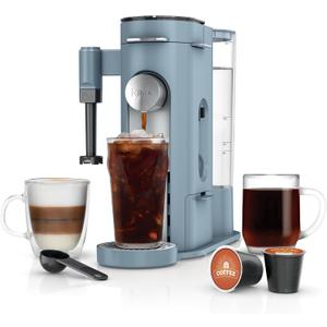 Ninja Pod & Grounds Specialty XL Single-Serve Coffee Maker, K-Cup Pod Compatible, Brews Grounds, Compact Design, Built-In Milk Frother, 68-oz. Reservoir, 6oz. Cup-24oz. Mug Sizes, Denim Blue, PB055ABL