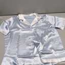 Womens Satin Pajamas Set Button Down 2 Piece Silk Pjs Shorts Set Lingerie Notch Collar Sleepwear Size L