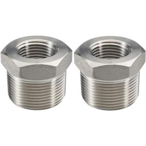 Beduan Stainless Steel Reducer Hex Bushing, 2" Male NPT to 1" Female NPT, Reducing Cast Pipe Adapter Fitting(Pack of 2)