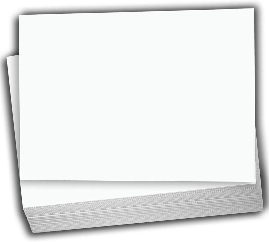 Hamilco White Cardstock Paper for Invitations 5.5" x 8.5", 100 lb Cover, Blank Printable Note, Greeting & Stationery Cards, 100 Pack