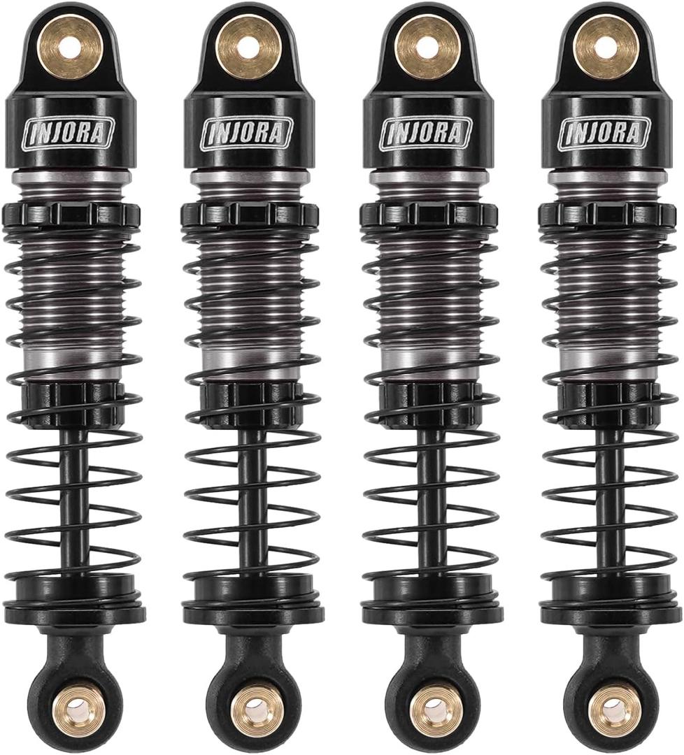 INJORA 40mm Big Bore Oil Shock Absorber for 1/24 SCX24 FCX24M Upgrade, 3.2g/Each(Black Aluminum & Nylon)