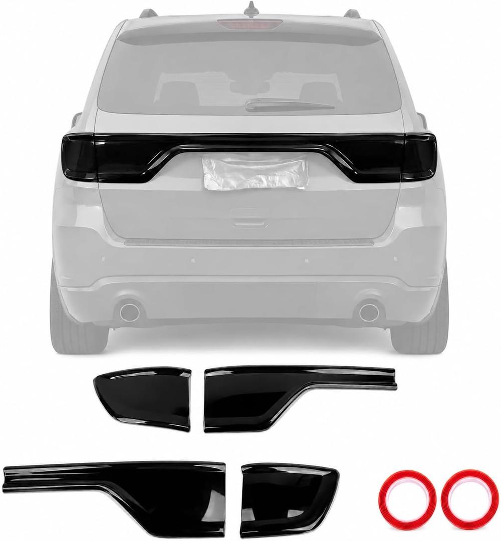 Smoked Black Rear Tail Light Covers for Dodge Durango 2014-2024, 4pcs