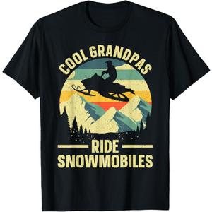 Cool Snowmobile Art for Men Grandpa Snowmobiling Snowmobile T-Shirt XL