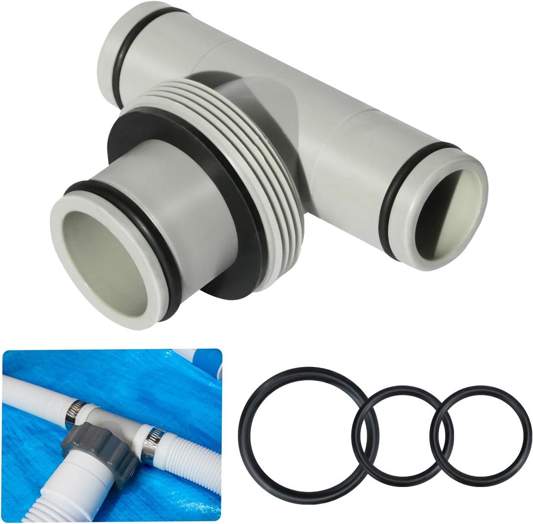 Pool Hose Connectors and Fittings with Double Waterproof Ring, Pool Hose T Splitter 1.5 to 1.25 for Swimming Pool Vacuums, Cleaners or Filter Pump Hoses (1.5 to 1.25-3 interfaces)