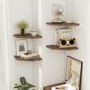 Realgulf Corner Shelves 4-Pack for Bathroom & Kitchen, Space-Saving Floating Corner Wall Shelf with Easy Installation- Brown
