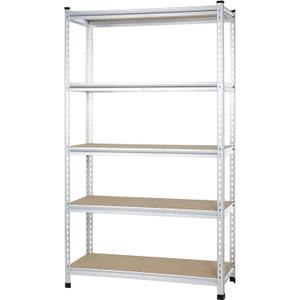 5 tier, Medium Duty Storage Shelving Double Post Press Board Shelf, Aluminum, 48 x 18 x 72