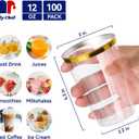 JOLLY CHEF 100 Pack Gold Plastic Disposable Cups, 12 oz Clear Plastic Cups Tumblers, Elegant Gold Rimmed Disposable Glasses for Wedding, Thanksgiving Day, Christmas