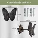 Butterfly Curtain Holdbacks Rustic Metal Set of 2 Decorative Wall Mounted Tiebacks for Drapes, Elegant Window Treatment Hardware for Living Room, Bedroom & Office Unisex Home Dcor