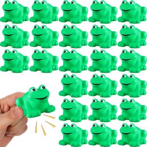 Zubebe Rubber Frogs Squeak and Floating Rubber Bath Toy Baby Shower Swimming Bathtub Toy for Shower Frogs Bathtub Birthday Party Decoration Boys Girls Bath Supplies(48 Pcs,Frog)