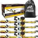 XSTRAP STANDARD 4 Pack 1.5" x 16' Ratchet Straps Double J Hook - 1,100 lb Capacity, 3,300 lb Break Strength, Heavy Duty Tie Down Straps for Truck, Motorcycle & Cargo Hauling