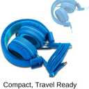noot products Kids Headphones K11 Foldable Stereo Tangle-Free 5ft Long Cord 3.5mm Jack Plug in Wired On-Ear Headset for iPad/Amazon Kindle,Fire/Boy/Girl/School/Laptop/Tablet(Skyline Blue)