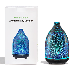 InnoGear Essential Oil Diffuser, 150ml Handmade 3D Glass Aromatherapy Defuser Air Difusor Ultrasonic Cool Mist Humidifier with Timers Waterless Auto Shut-Off