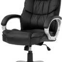 FDW Office Chair Computer High Back Adjustable Ergonomic Desk Chair Executive PU Leather Swivel Task Chair with Armrests Lumbar Support (Black)