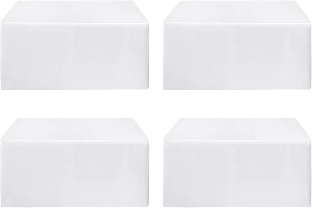 HolidayIdeas White Tablecloths for Rectangle 8 Foot Tables- 96 x 30 Inch - 4 Pack Fitted Tablecloths Polyester Fabric Table Cover for Parties, Wedding, Trade Show