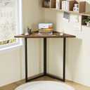 VECELO Corner Desk,Office Tables for Living Room for Small Space Triangle Computer Desk with Steel Frame Corner Shelves with Metal Frame Writing Desk for Workstation Classic Brown 31.1"