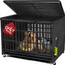 Explore Land 42 inches Dog Crate Cover with Top Panel Non-Toxic Inodorous Polyester Friendly for Dogs (Black)