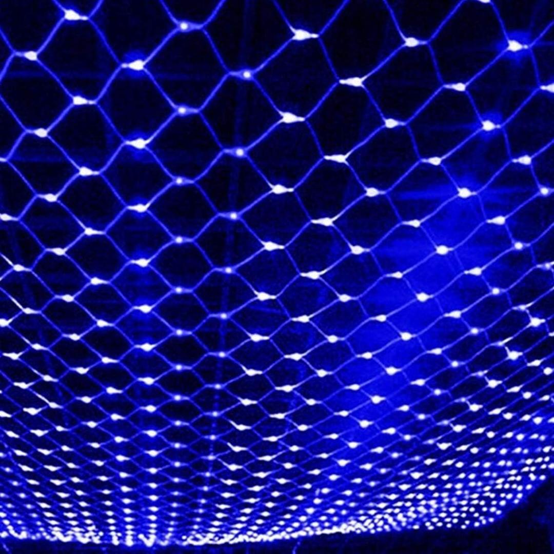 LED Net Mesh String Fairy Lights 204 LEDs, 6.56 Ft x 9.84 Ft,8 Modes, Blue Outdoor Transparency String Lights Waterproof Christmas Decorative Lights for Christmas Tree, Holiday, Party