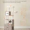 Feandrea Cat Tree with Litter Box Enclosure, 70.1-Inch Tall Cat Tower, 2-in-1 Modern Condo with Scratching Posts, Perch, Caves, Basket, Washable Cushion, Heather Greige UPCT116G01