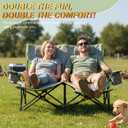 Double Camping Chair,Adjustable Two Person Adjustable Backrest Reclining chairs with Foot Rest,Oversized Folding Camping Loveseat,Office,Beach,Lawn,Headrests,Cooler Bag,Cup Holder,Support 600lbs