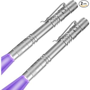 COSOOS 2 UV Flashlight Black Light, 2 Pack 395nm Mini Pen Light with Clip, Waterproof Ultraviolet Flashlight for Pet Urine Detector, Scorpions Finder, Hotel Inspection, Dry Stain and Bed Bugs