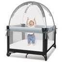 Crib Tent - Crib Net to Keep Baby in, Stop Baby from Climbing Out of Crib, Pop Up Crib Tent with Durable Breathable Net Double Zipper Strong Rods Installation Convenience