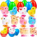 BAYSING 8 Pack Jumbo Easter Egg Fillers Wind-up Bunnies and Chicks for Kids, Basket Stuffers with Toys Inside, Filled Easter Egg Hunt Party Favors Supplies, Easter Basket Essentials, Classroom Prize