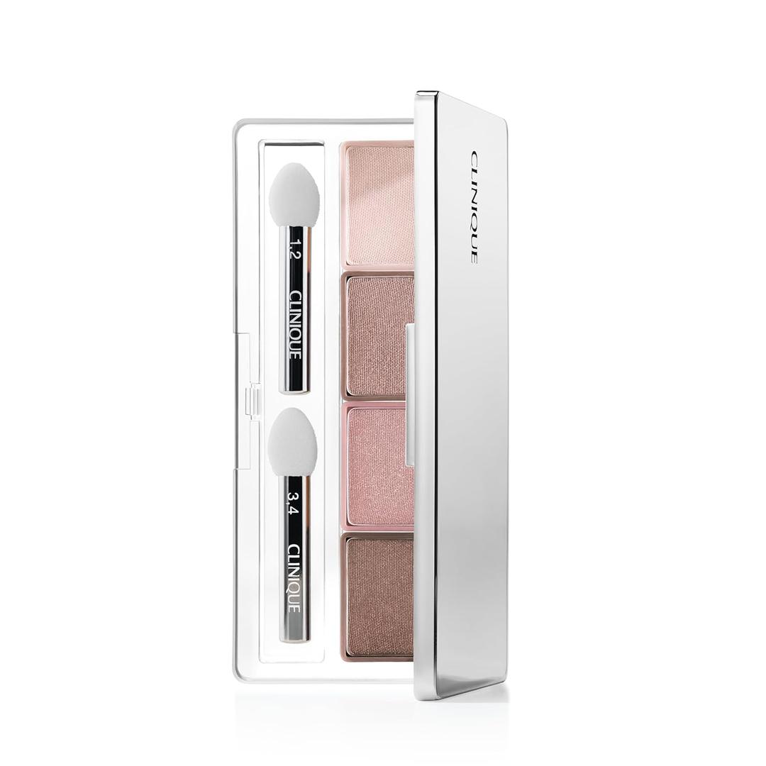 Clinique All About Shadow Quad | Long Lasting, Crease + Fade Resistant + Safe For Sensitive Eyes, Pink Chocolate, 0.11 Ounce